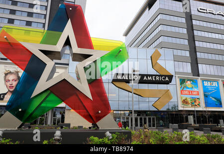 Der Eingang mit dem Logo und der Mall von Amerika. Bloomington. Minnesota. USA Stockfoto