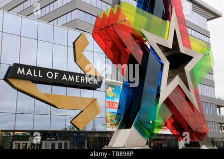 Der Eingang mit dem Logo und der Mall von Amerika. Bloomington. Minnesota. USA Stockfoto