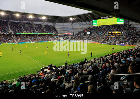 Fußballspiel zwischen Minnesota United FC und Columbus Crew SC bei der Allianz Feld. Saint Paul Minnesota. USA Stockfoto