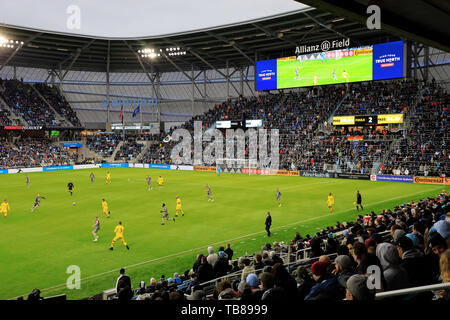 Fußballspiel zwischen Minnesota United FC und Columbus Crew SC bei der Allianz Feld. Saint Paul Minnesota. USA Stockfoto