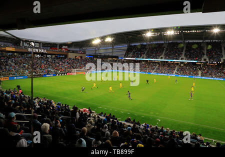 Fußballspiel zwischen Minnesota United FC und Columbus Crew SC bei der Allianz Feld. Saint Paul Minnesota. USA Stockfoto