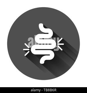 Darm Verstopfung Symbol im flachen Stil. Colitis Vector Illustration auf schwarzen Hintergrund mit langen Schatten. Magen Geschäftskonzept. Stock Vektor