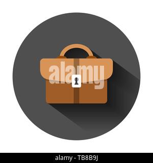 Aktenkoffer zeichen Symbol im flachen Stil. Koffer Vector Illustration auf schwarzen Hintergrund mit langen Schatten. Gepäck Business Konzept. Stock Vektor