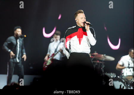 Liverpool, Großbritannien. 30. Mai 2019. Sänger, Olly Murs, führt während seines "alle Hits Tour 2019', an der M&S-Bank Arena. Credit: Paul Warburton/Alamy leben Nachrichten Stockfoto