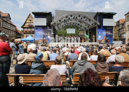 31. Mai 2019, Sachsen-Anhalt, Quedlinburg: Der Sachsen-anhalt-Tag eröffnet mit einem ökumenischen Gottesdienst. Rund 150.000 Besucher werden erwartet, größte Folk des Landes und der Heimat Festival bis zum 02.06.2019. Foto: Matthias Bein/dpa-Zentralbild/ZB Stockfoto