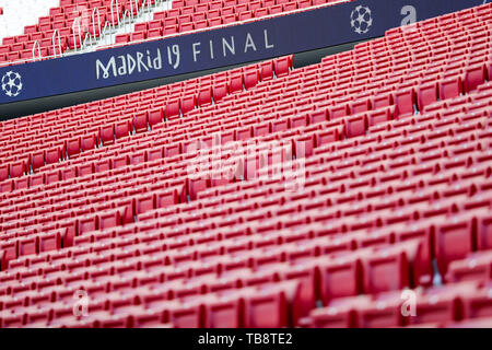 Madrid, Spanien. 31. Mai, 2019. Fussball: Champions League, bevor der endgültige, FC Liverpool - Tottenham Hotspur in der Wanda Metropolitano Stadion. Blick in das Stadion. Kredite: Jan Woitas/dpa-Zentralbild/dpa/Alamy leben Nachrichten Stockfoto