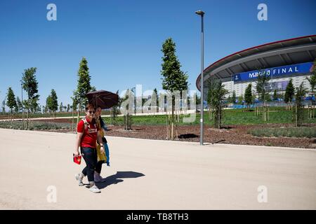 Madrid, Spanien. 31. Mai, 2019. Eine allgemeine Ansicht von Wanda Metropolitano vor der UEFA Champions League Finale zwischen Liverpool und Tottenham Hotspur an Wanda Metropolitano am 31. Mai 2019 in Madrid, Spanien. (Foto von Daniel Chesterton/phcimages.com) Credit: PHC Images/Alamy leben Nachrichten Stockfoto