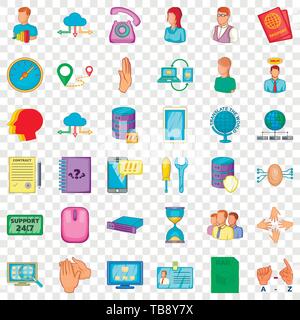 Support für Icons Set, Cartoon-Stil Stock Vektor