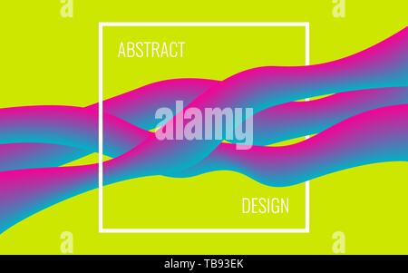Abstrakte moderne Poster. Bunte flüssige Formen im Rahmen. Trendige Konzept auf grünem Hintergrund. Helles Design. Dynamische Wirkung für eine Website oder eine Präsentation Stock Vektor