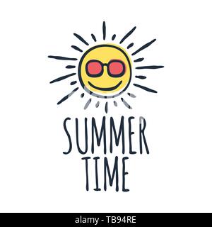 Sommer cute Desing. Hand schrift Typografie Poster. Handschriftliche Banner, Logo, Beschriftung oder Abzeichen. Vector Illustration. Stock Vektor
