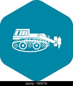 Bagger mit Hydraulikhammer Symbol einfach Stock Vektor