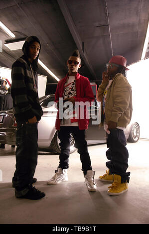 (L - R) Lil Za, Lil Twist und Lil Chuckee auf dem Set von Jungen Geld" Jedes Mädchen" in Los Angeles gefilmt, CA am 14. Februar 2009. Stockfoto