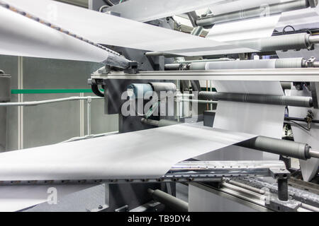 Falzmaschinen im Druck Produktion Werk Industrial Equipment Detail Stockfoto