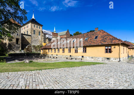 Schöne Aussicht von der Festung Akershus courtyardof (Akershus Festning) im Jahre 1290 gebaut, Oslo zu schützen. Stockfoto