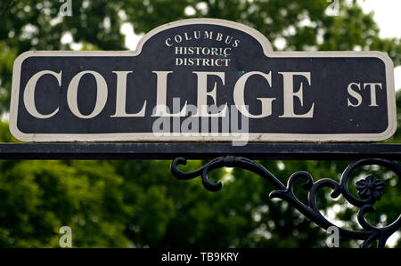 Ein straßenschild ist in der Innenstadt von Columbus, Mississippi, 19. April 2010 gesehen. Stockfoto