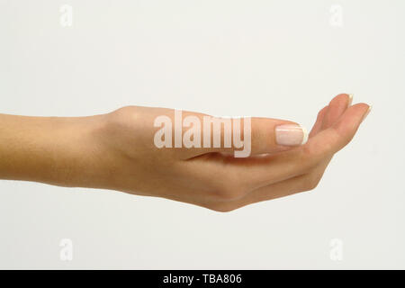 Isolierte Frauen Hand für Präsentationen Stockfoto