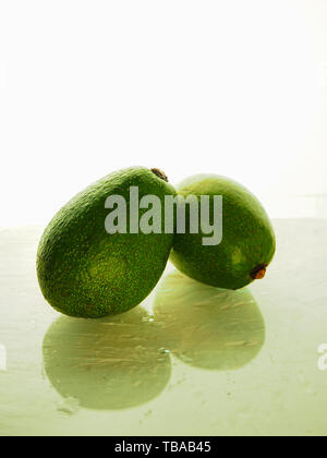 2 Avocados, isoliert auf weißem Hintergrund Stockfoto