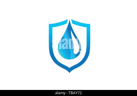 Kreative Abstrakt Blau Droplet Shield Logo Design Symbol Vektor Illustration Stock Vektor