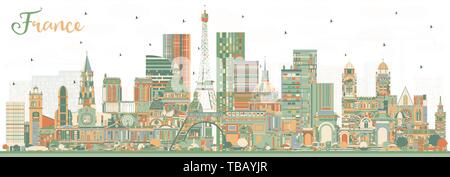 Frankreich Skyline mit Farbe Gebäude. Vector Illustration. Tourismus Konzept mit historischer Architektur. Frankreich Stadtbild mit Sehenswürdigkeiten. Toulouse. Paris Stock Vektor