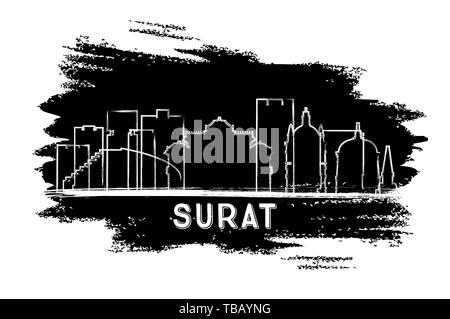 10102 Indien Skyline der Stadt Silhouette. Hand gezeichnete Skizze. Vector Illustration. Business Travel und Tourismus Konzept mit historischer Architektur. Stock Vektor