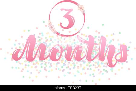 Vector Illustration mit einem Baby alter Marker 3 Monate. Stock Vektor