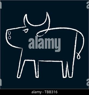 Vector Illustration. Schwarze und Weiße Stier Symbol in geradlinigen Stil. Stock Vektor
