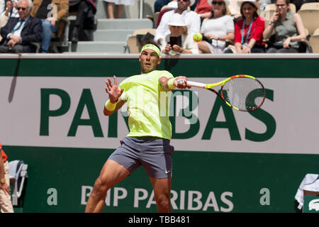 Rafael Nadal aus Spanien während 9 Tag der French Open am 29. Mai 2019 in Paris, Frankreich Stockfoto