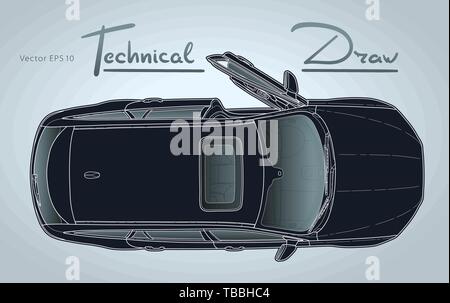 Auto von oben Ansicht Vektor. Flaches Design auto. Stock Vektor