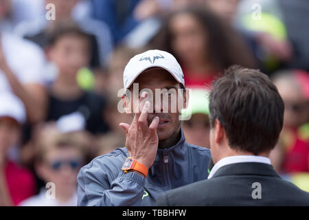 Rafael Nadal aus Spanien während 9 Tag der French Open am 29. Mai 2019 in Paris, Frankreich Stockfoto