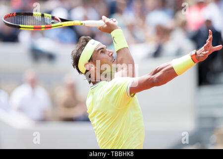 Rafael Nadal aus Spanien während 9 Tag der French Open am 29. Mai 2019 in Paris, Frankreich Stockfoto