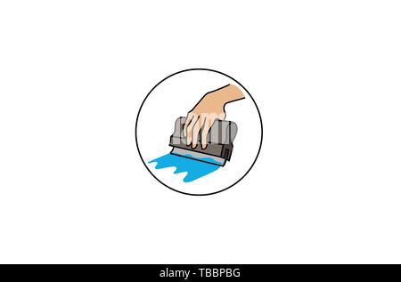 Creative Circle Squeegee Siebdruck Symbol Logo Vector Illustration Stock Vektor