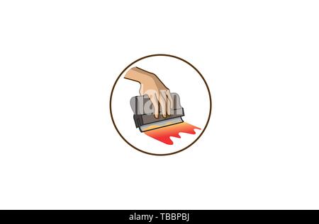 Creative Circle Squeegee Siebdruck Symbol Logo Vector Illustration Stock Vektor