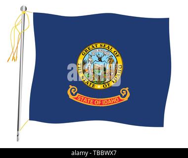 Die Idaho Kentucky State US State Flag gesetzt gegen gegen einen weißen Hintergrund. Stock Vektor