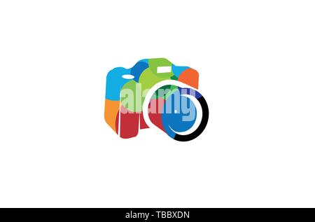 Kreative farbenfrohe abstrakte Kamera Logo Design Symbol Vektor Illustration Stock Vektor