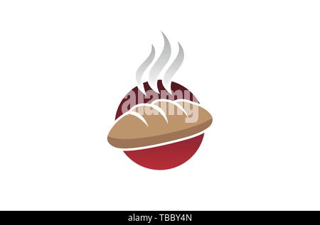 Kreative warmes Brot Kreis Logo Design Symbol Vektor Illustration Stock Vektor