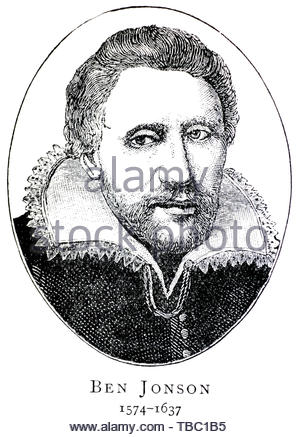 Ben Jonson Porträt, 1572-1637 war ein englischer Dramatiker, Dichter, Schauspieler, und Literaturkritiker Stockfoto