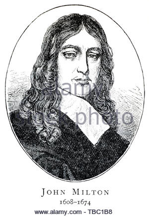John Milton Portrait, 1608 - 1674, war ein englischer Dichter berühmt für sein Gedicht Paradise Lost Stockfoto