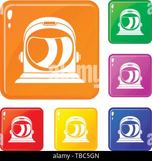 Platz Helm Icons Set Vector Farbe Stock Vektor