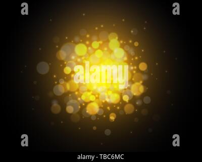 Bokeh Golden Lights Hintergrund Weihnachten Konzept. Vector Illustration. Stock Vektor