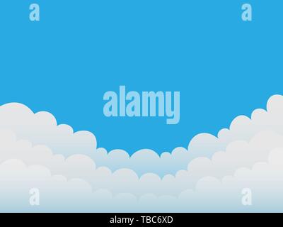Wolken am blauen Himmel Hintergrund. Gutes Wetter. Flache Bauform. Vector Illustration. Stock Vektor