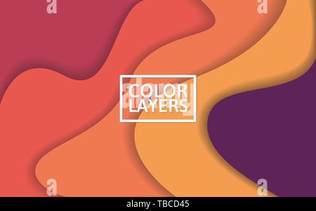 Bunte Schichten Hintergrund. Abstrakte Wellen mit weichen Schatten. 3D-Kulisse für Web oder Poster. Modernes Design vorlage. Vector Illustration. Stock Vektor