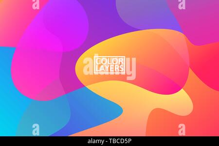 Bunte formen. Trendy abstrakt Hintergrund. Flüssig Farbe Design. Kreative Komposition für Banner, Präsentation der Website. Vector Illustration. Stock Vektor