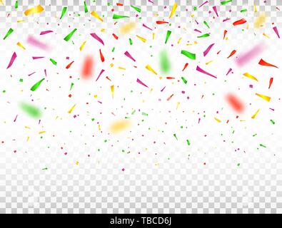 Fallende Konfetti Stücke. Defokussierten bunte Konfetti. Feier Hintergrund Vector Illustration. Stock Vektor