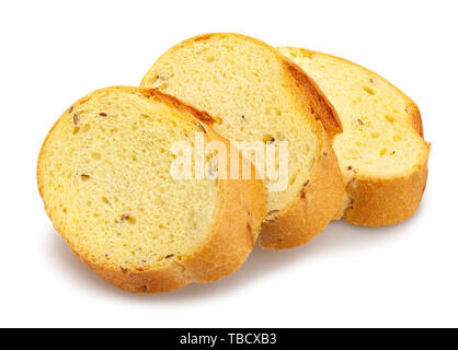 Geschnittenes Brot weg isoliert auf weißem Stockfoto