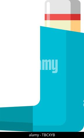 Medizinische Allergie Asthma Inhalator blau Spray. Einatmen Symbol. Medizin Droge flachbild Vector Illustration Stock Vektor
