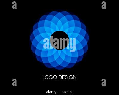 Blaue Logo Design Template. Farbe runde Form. Moderne abstrakte Kreissymbol. Blaue geometrische Element. Vector Illustration. Stock Vektor
