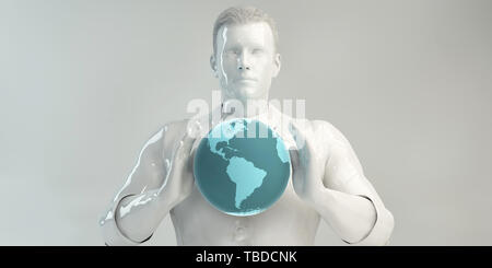 Global Business Management mit professionellen Holding Globe Stockfoto