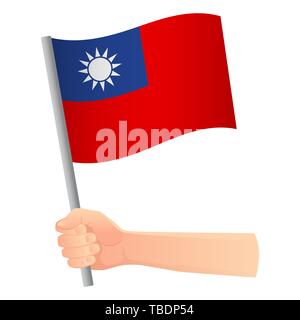 Taiwan Flagge in der Hand. Patriotischen Hintergrund. Flagge von Taiwan Abbildung Stockfoto