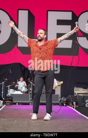 London, Großbritannien. 31. Mai, 2019. Joe Talbot von Läuft auf der Bühne auf der alle Punkte im Osten Festival, Kredit: Roger Garfield/Alamy leben Nachrichten Stockfoto