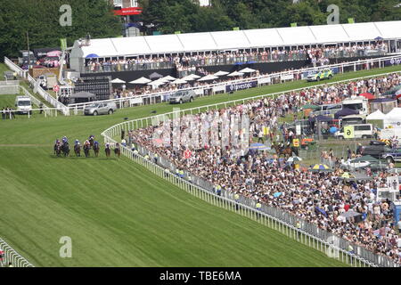 1. Juni 2019. Epsom Downs, Surrey, UK das Feld Rennen rund um Tattenham Ecke während der 2019 Derby Credit: Motofoto/Alamy leben Nachrichten Stockfoto